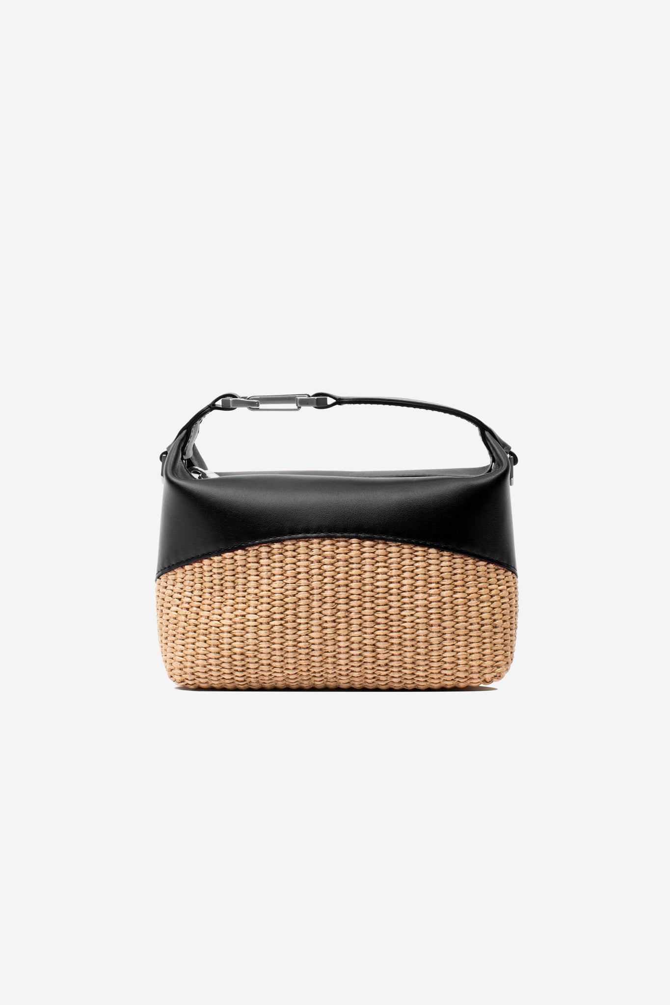 Leather and Straw Moon Bag